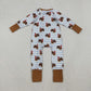 Baby Boys Infant Long Sleeves turkey Thanksgiving Stripes Zipper Fall Sleeper Romper RTS