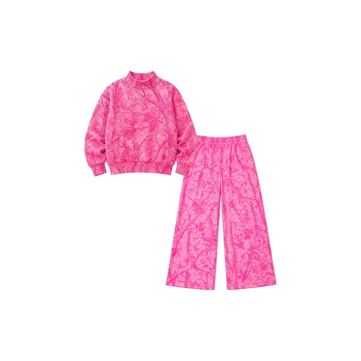 ( Moq 5 ) Preorder Baby Girls Kids Pink Long Sleeves Leaves Shirt Pants Camo Set Clothes