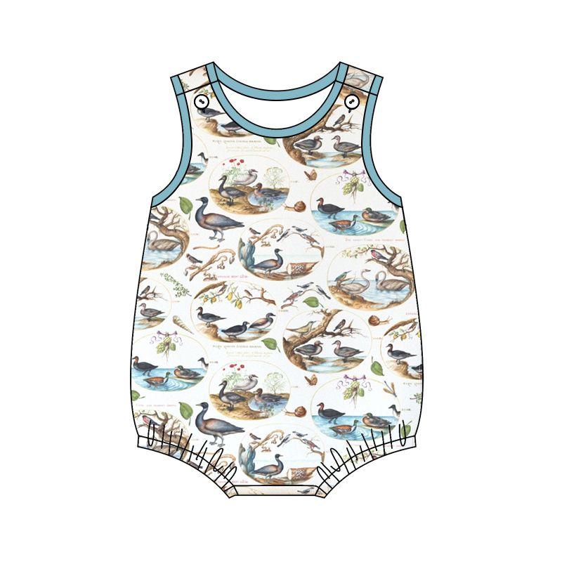 Moq 3 Pre-order SR1232 Baby Boy Sleeveless Ducks One Piece Romper