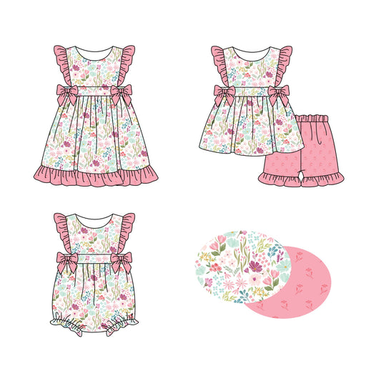 Baby Girl Floral Bows Sibling Romper Dress Set ( Moq 5 Each Style ) 1.8