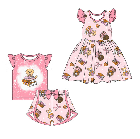 Baby Girl Back To School Dogs Sibling Dress Set ( Moq 5 Each Style ) 1.7