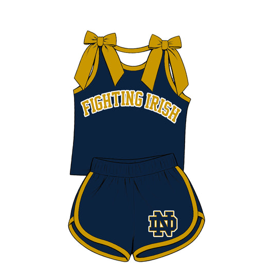 ( Moq 5 ) Baby Girls Kids Sleeveless Bows Shirt Shorts Team Set Clothes