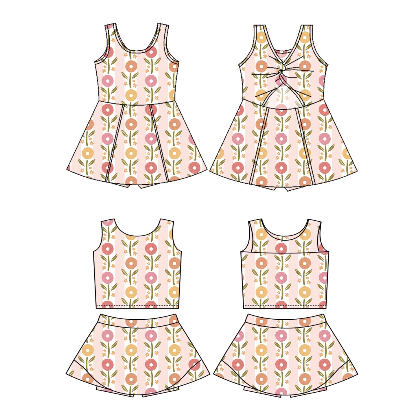 ( Moq 5 Each Style ) Baby Girl Sleeveless Flower Sibling Dress Set 4.24