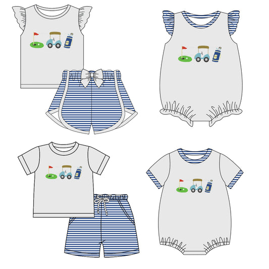 Baby Boy Girl Short Sleeves Golf Sibling Romper Set ( Moq 5 Each Style ) 2.12