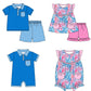 Baby Boy Girl Short Sleeves Summer Sibling Dress Romper Clothes Set ( Moq 5 Each style )