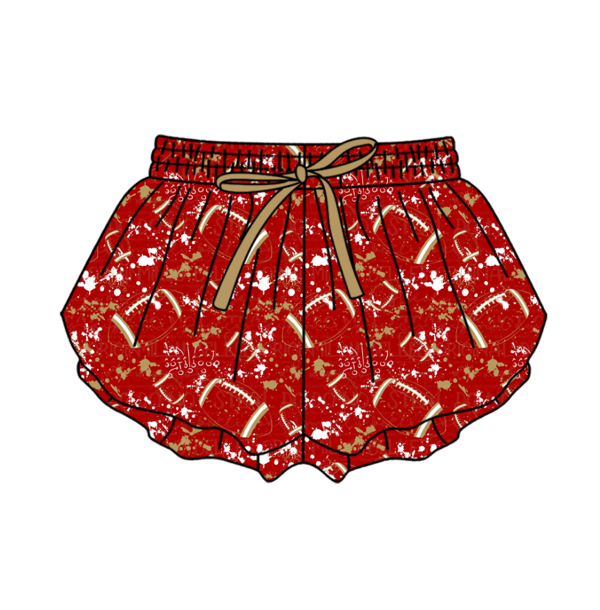( Moq 5 Each Style ) Baby Boys Girls Kids Football Sibling Shorts Romper Bows Dresses Set Team Red Clothes