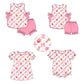 Baby Girl Strawberry Bows Boots Sibling Matching Dress Romper Pink Clothes Set ( Moq 5 Each style )