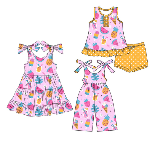 Baby Girl Straps Flower Sibling Jumpsuit Dress Set ( Moq 5 Each Style ) 3.15