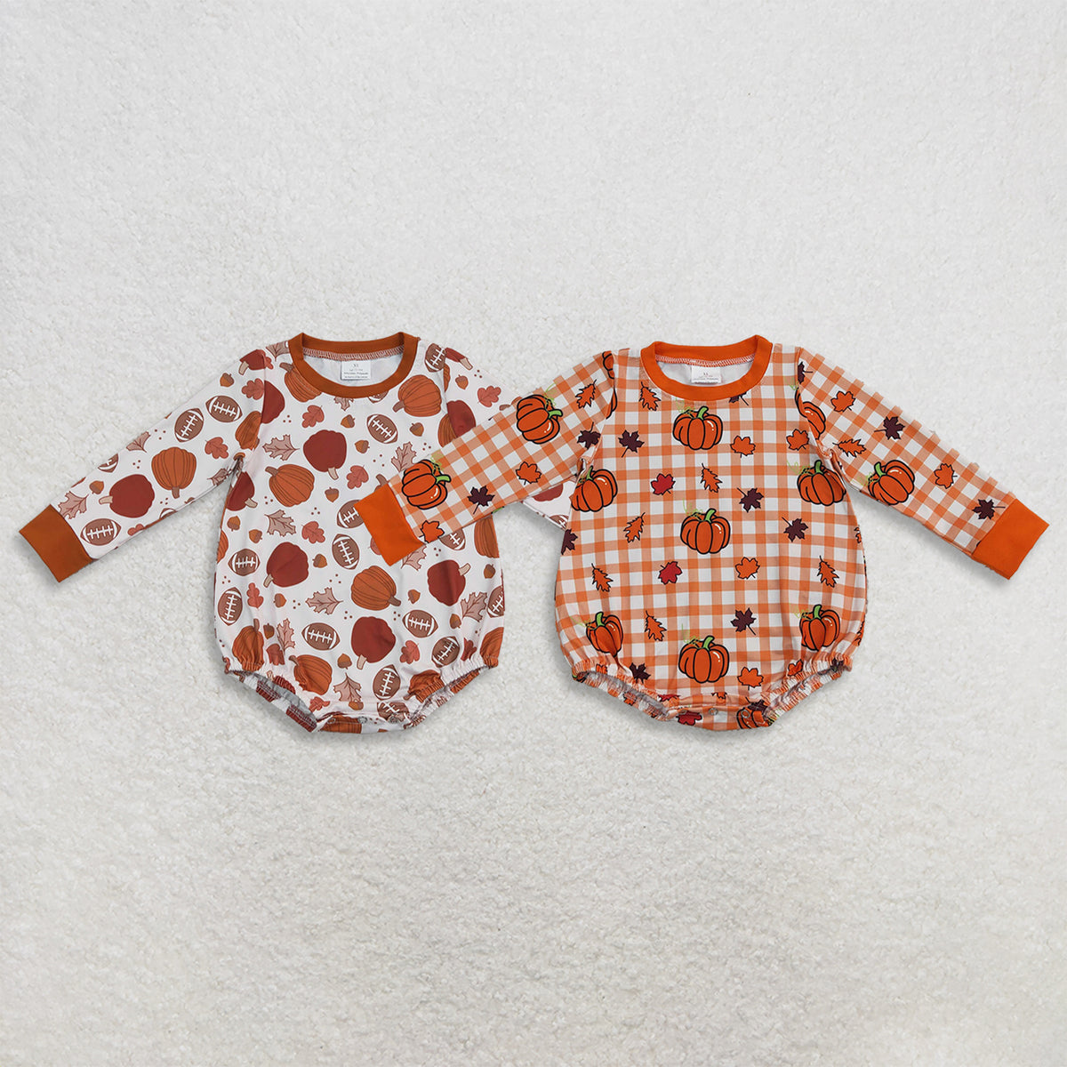 Sibling Baby Boys Infant Long Sleeves Pumpkins Fall Bubble Rompers Clothes RTS
