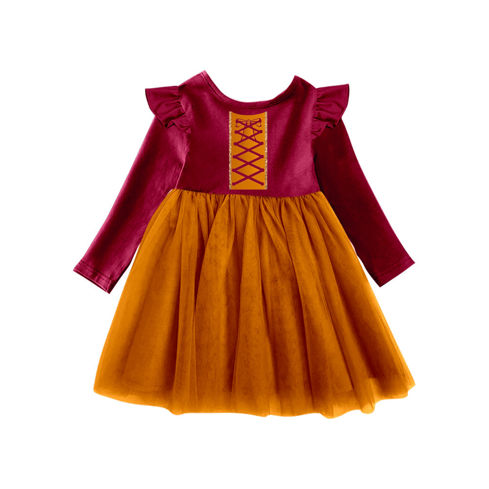 Baby Girl Long Sleeves Knee Length Halloween Tulle Dress