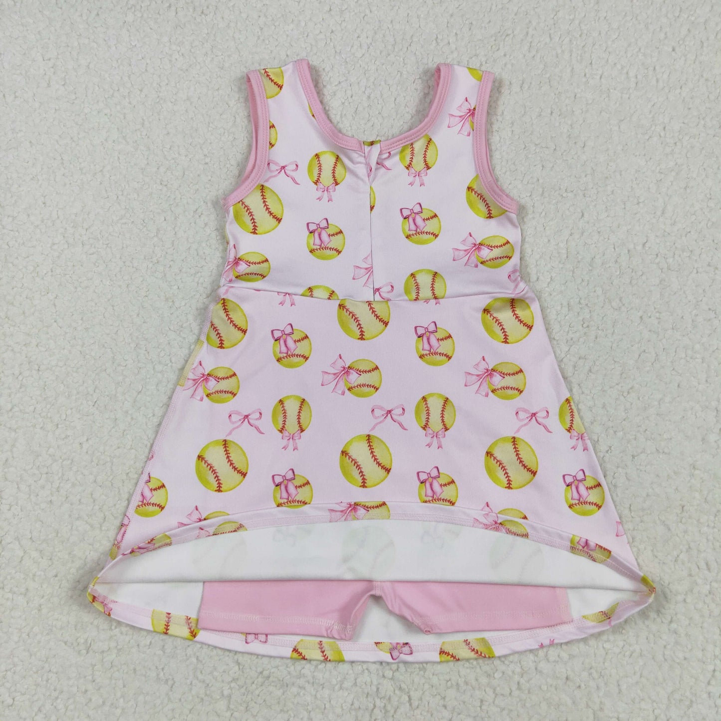 Baby Girl Softball Bows Athletic Active Wear Shorts Dress RTS