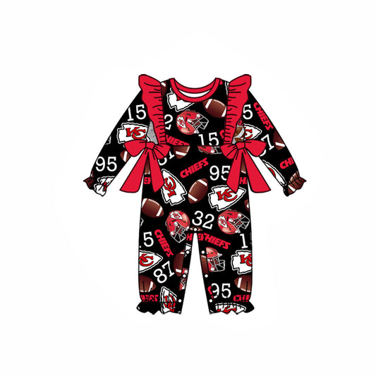 Baby Girl Infant Long Sleeves KC Bows Team Romper