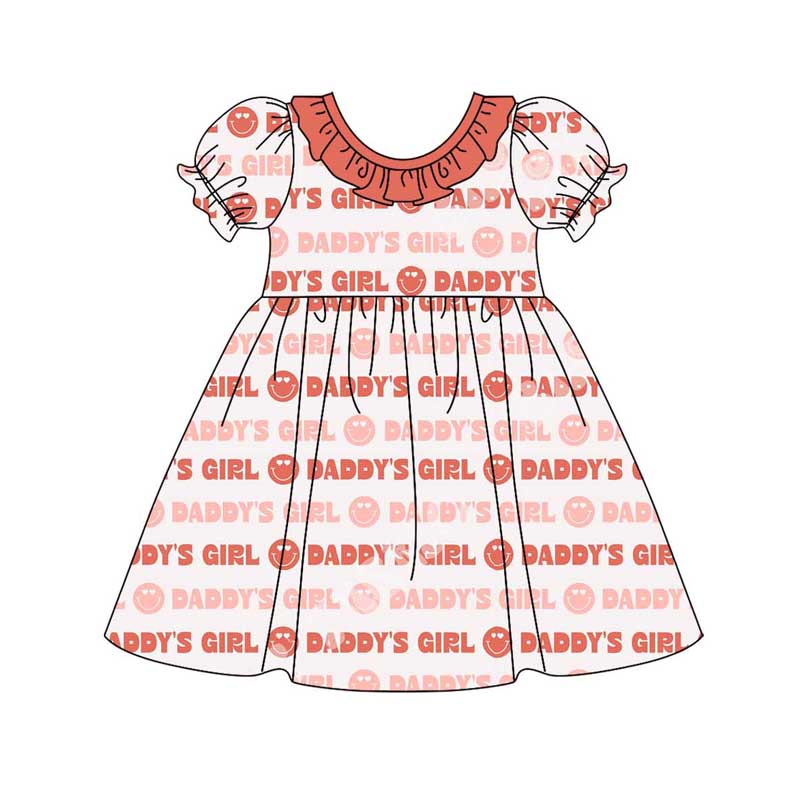 Baby Kids Valentines Daddy's Girl Short Sleeves Knee Length Dress Moq 5