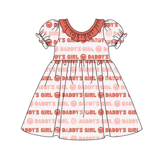 Baby Kids Valentines Daddy's Girl Short Sleeves Knee Length Dress Moq 5