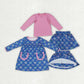 Sibling Girls Kids Long Sleeves Flower Pockets Dress Set Clothes RTS