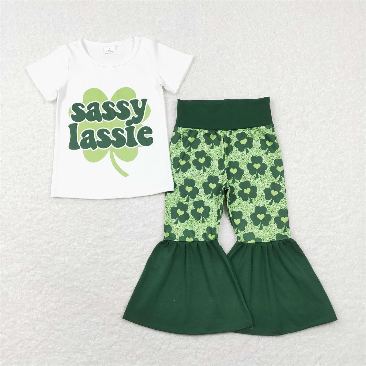 GSPO1029 Baby Girl St Patrick Day Sassy Bell Pants Set