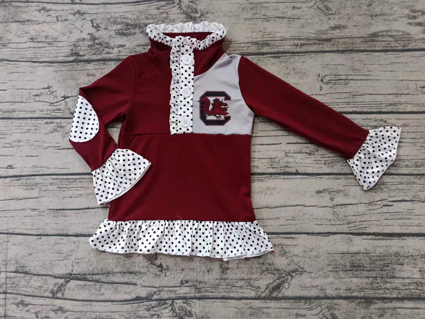 Baby Girl Long Sleeves Gamecocks Zipper Team Shirt
