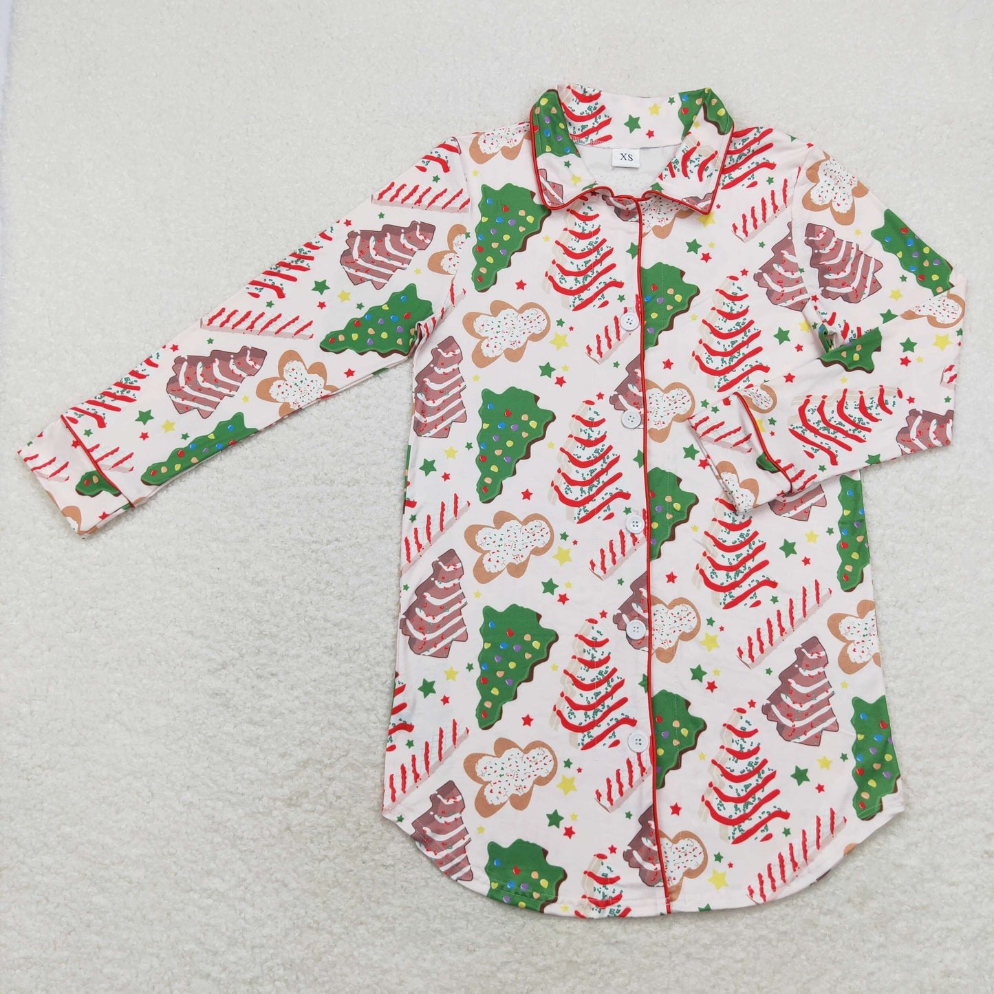 Adult Long Sleeves Christmas Trees Pajamas Tops