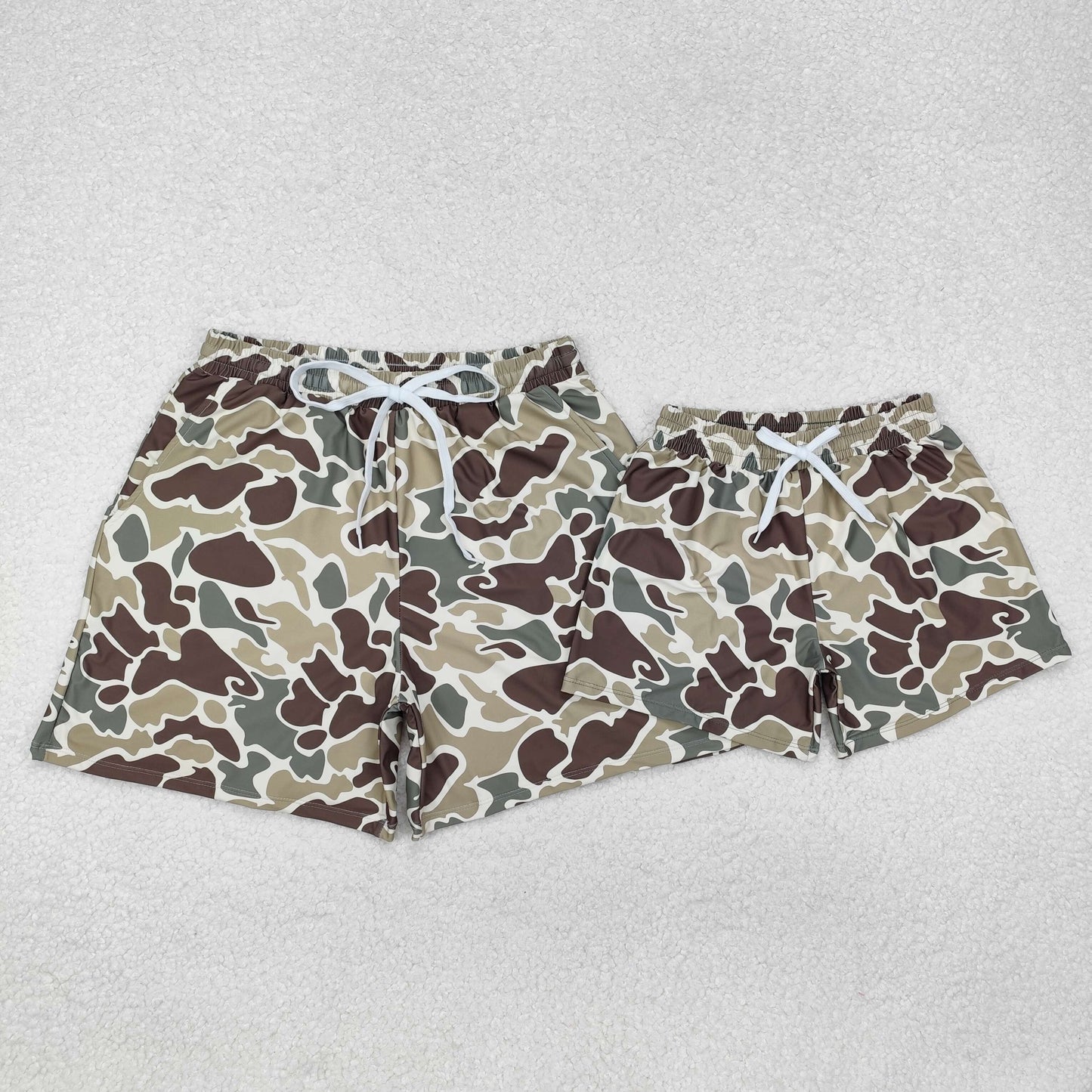 Daddy and Me Baby Boy Adult Swim Trunks Green Camo Hunting Pocket Shorts Swimsuit Swimwear