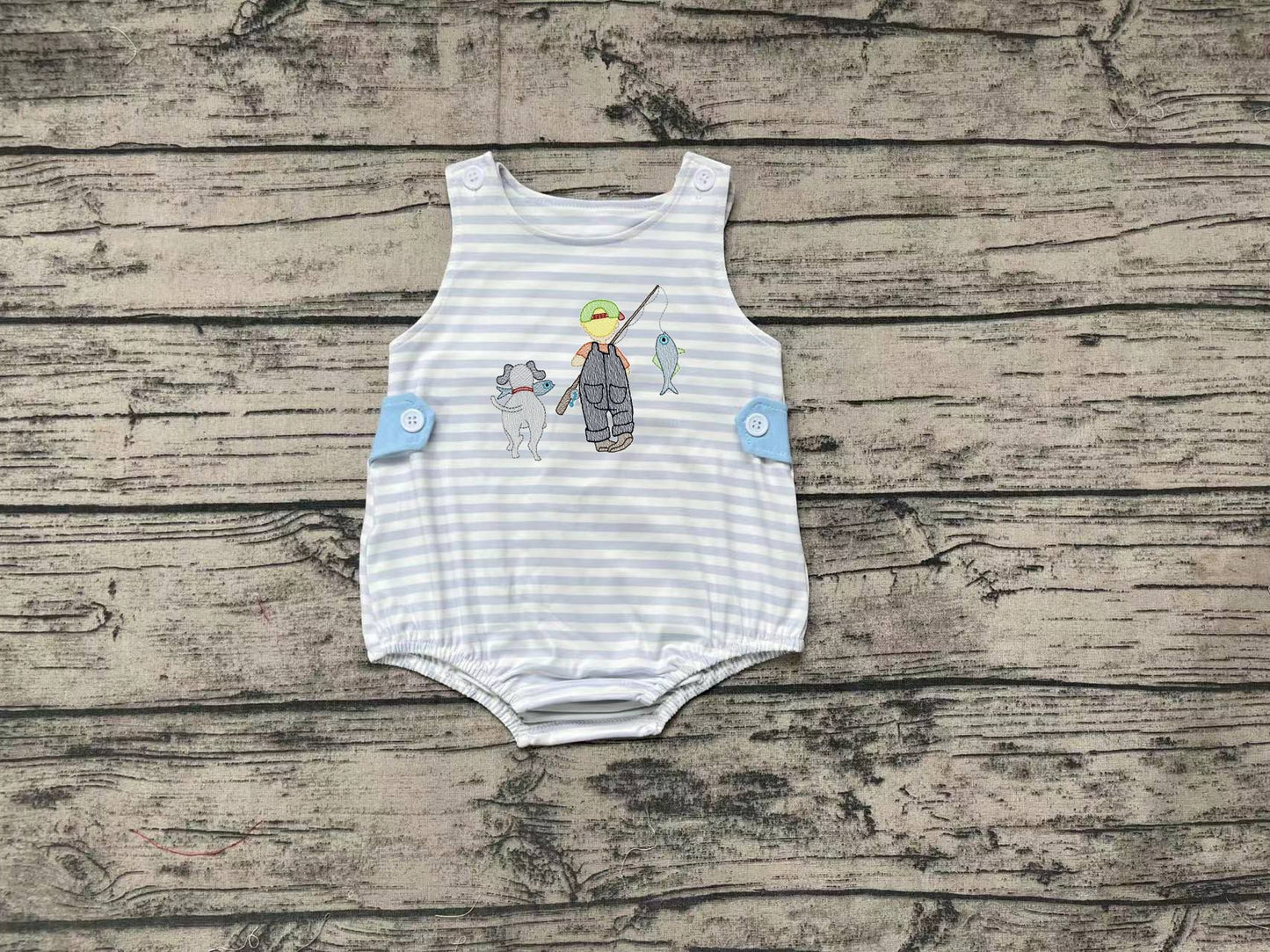 No moq Pre-order SR0644 Baby Boy Fishing Summer Romper