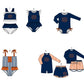 ( Moq 5 Each Style ) Baby Boys Girls Kids Team Sibling Navy Jumpsuits Sets Swimsuits