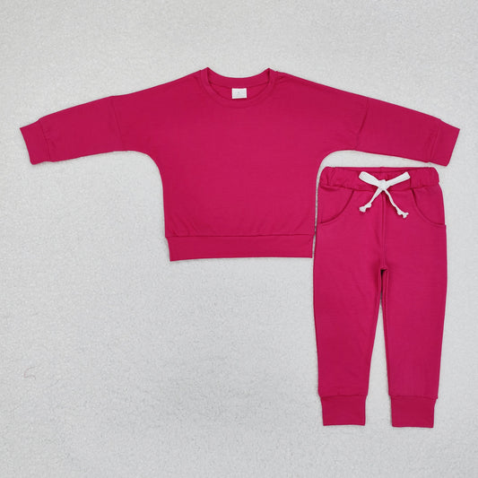 Baby Girl Long Sleeves Shirt Pocket Pants Sports Clothes Pink Cotton Set