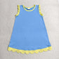 Sibling Baby Girls Kids Sleeveless Scallop Knee Length Dresses Cotton Clothes RTS