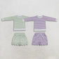 Sibling Baby Girls Kids Long Sleeves Stripes Shirts Scallop Shorts Sets Yoga Active Clothes RTS