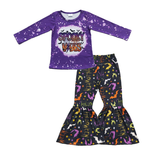 GLP0682 Baby Girl  Spooky Halloween Shirt Bell Pants Outfit