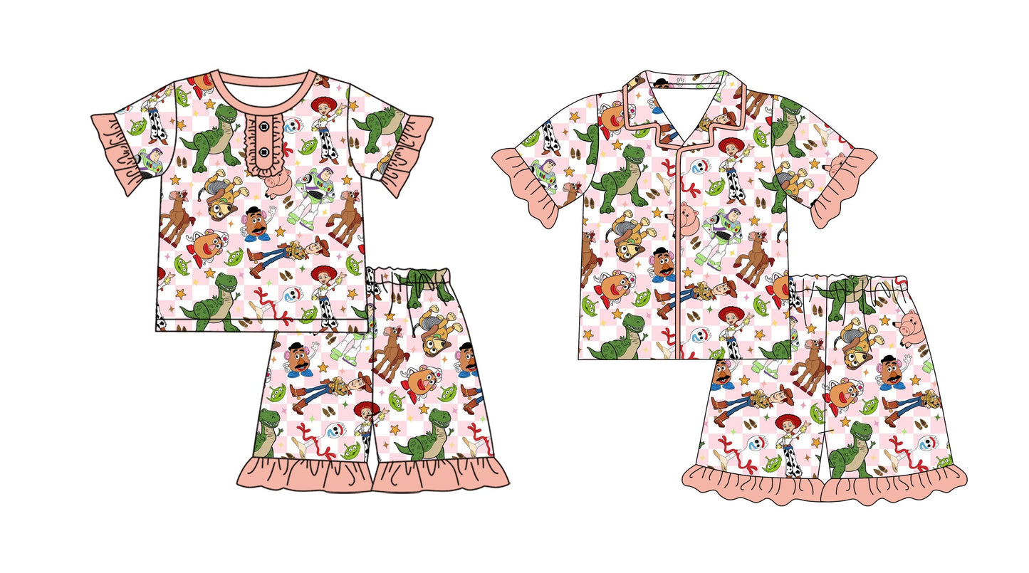 Baby Girl Short Sleeves Toys Sibling Pajamas Set ( Moq 5 Each Style ) 12.19