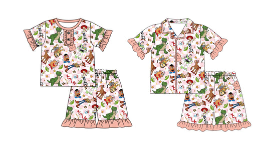 Baby Girl Short Sleeves Toys Sibling Pajamas Set ( Moq 5 Each Style ) 12.19