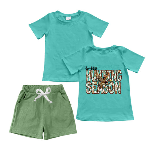 Baby Boy Short Sleeves Ducks Hunting Shirt Pocket Shorts Summer Set Moq 5