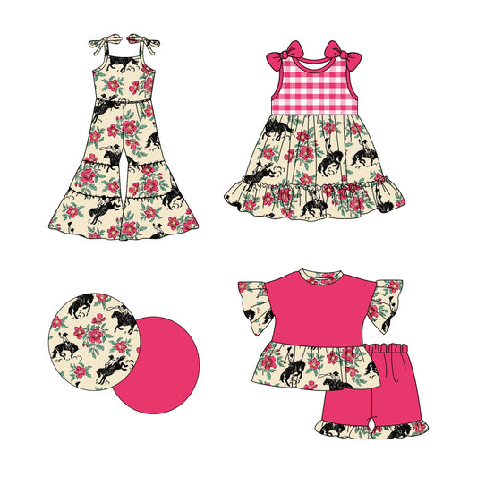 Baby Girl Western Rodeo Flower Sibling Jumpsuit Dress Set ( Moq 5 Each Style ) 2.19