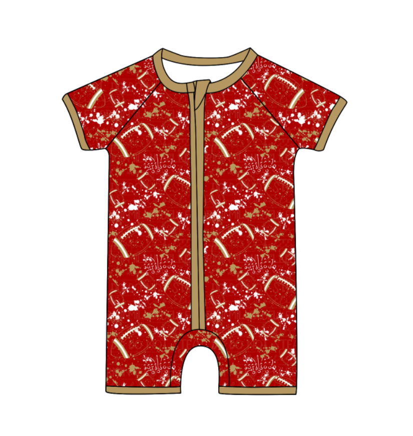 ( Moq 5 Each Style ) Baby Boys Girls Kids Football Sibling Shorts Romper Bows Dresses Set Team Red Clothes