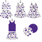 Baby Girl Cheer Football Bows Sibling Purple Dress Set ( Moq 5 Each Style ) 1.16