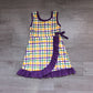 ( No moq ) Preorder Baby Girls Kids Sleeveless Shorts Scallop Plaid Yoga Dress Mardi Gras Clothes