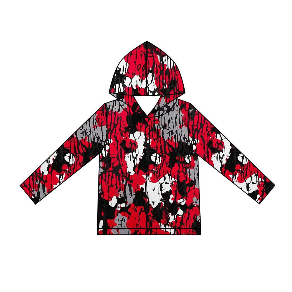 ( Moq 5 ) Preorder Baby Boys Kids Long Sleeves Camo Hoodie Shirt Pullover Red Clothes