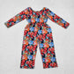 Baby Girl Flower Long Sleeves Fall Pocket Buttons Jumpsuit