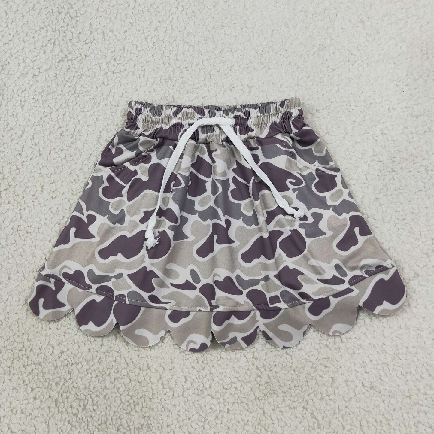 Baby Girls Kids Camo Shorts Pockets Scallop Skirt Clothes RTS