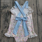 Baby Girls Infant Floral Bows Sleeveless Bubble Romper Summer Clothes RTS