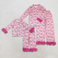 Sibling Girls Kids Adult Women Pink Fur Santa Tree Buttons Shirt Pants Pajamas Christmas Set RTS