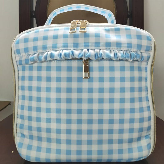 BA0089 Baby Boy Back To School Lunch Box Blue Plaid Bag