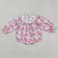 Baby Girl Long Sleeves Pink Bows Ghosts Embroidery Halloween Smocked Bubble Romper RTS