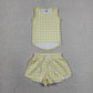 Sibling Baby Girls Kids Sleeveless Plaid Tops Shorts Sets Yoga Active Summer Clothes RTS