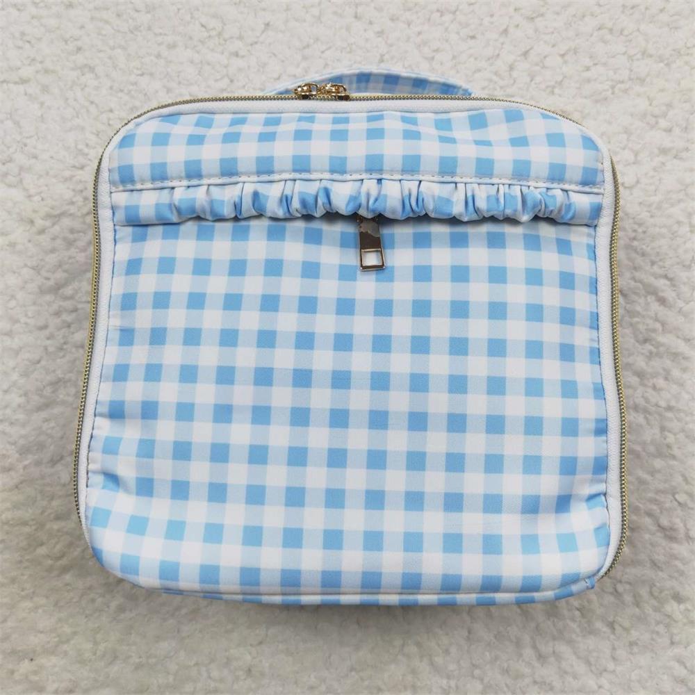 BA0089 Baby Boy Back To School Lunch Box Blue Plaid Bag