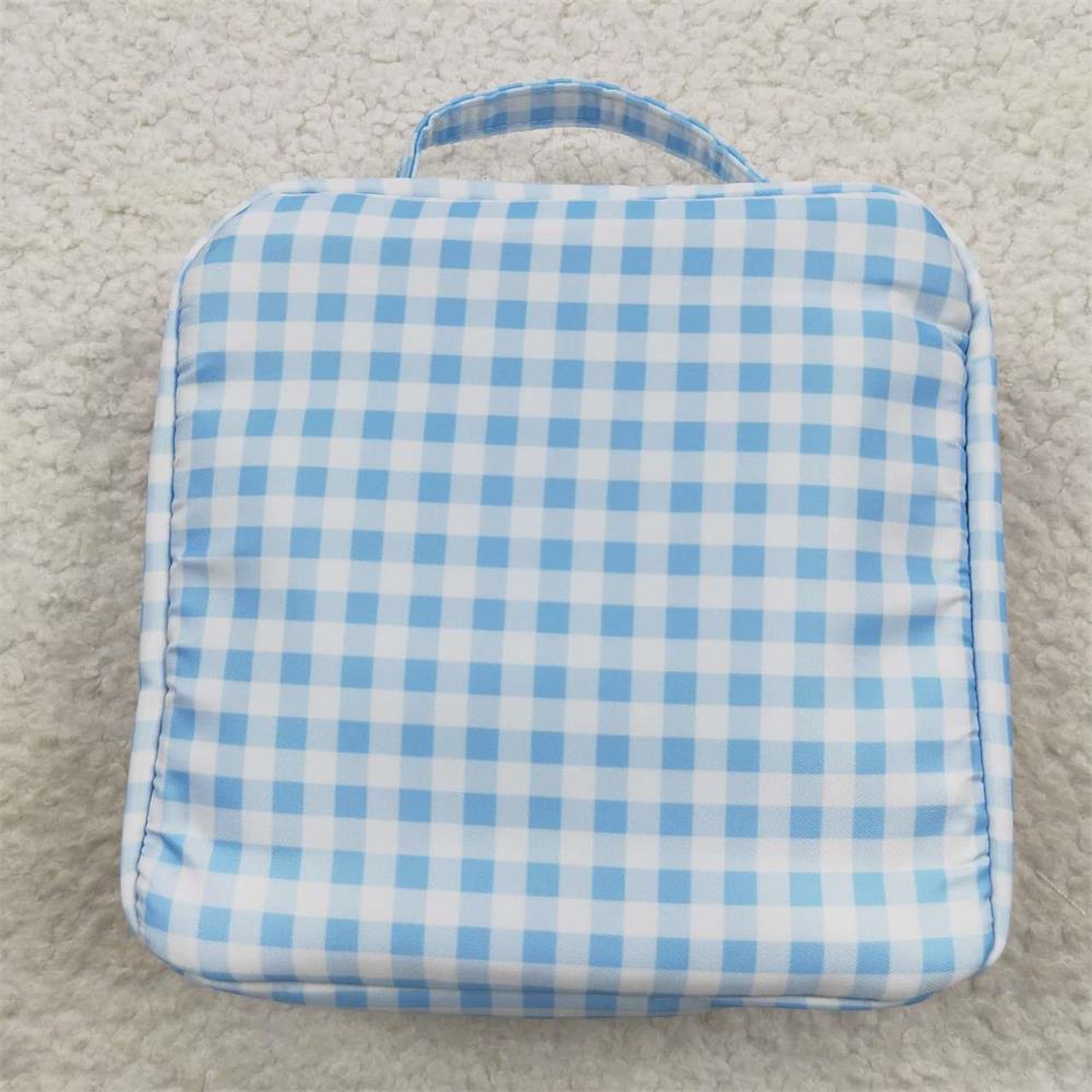 BA0089 Baby Boy Back To School Lunch Box Blue Plaid Bag