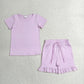 Baby Girls Short Sleeves Lavender Tops Ruffle Shorts Summer Clothes Set RTS