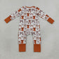 Baby Girls Kids Long Sleeves Bows Zipper Sleeper Footie Romper Brown Clothes RTS