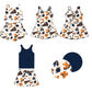 Baby Girl Cheer Football Bows Navy Blue Sibling Dress Set ( Moq 5 Each Style ) 1.16