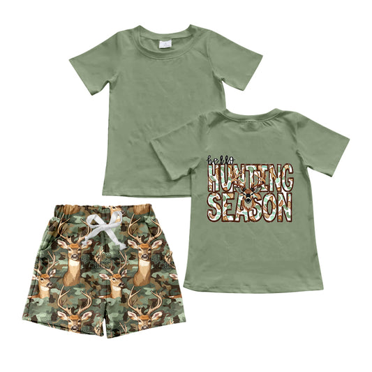 Baby Boy Short Sleeves Deer Hunting Shirt Pocket Shorts Summer Set Moq 5